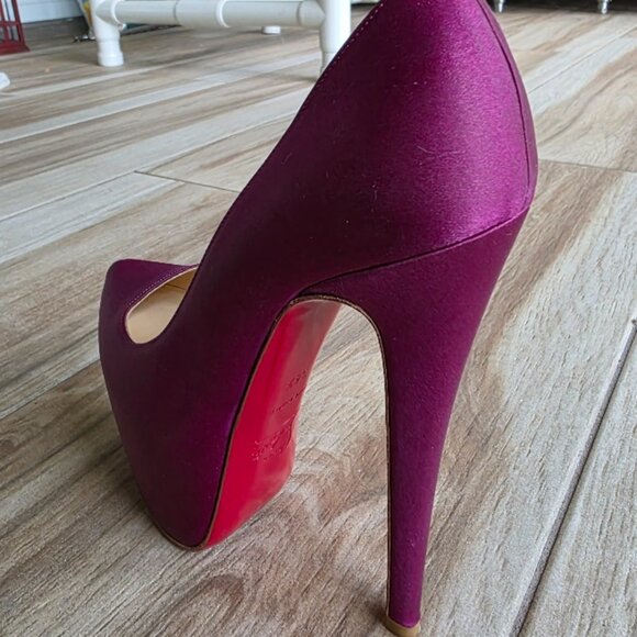 PRICED DROP! Christian Louboutin Def Daffodiles Purple Satin Shoes 160 Eur. 34.5 - Picture 8 of 16